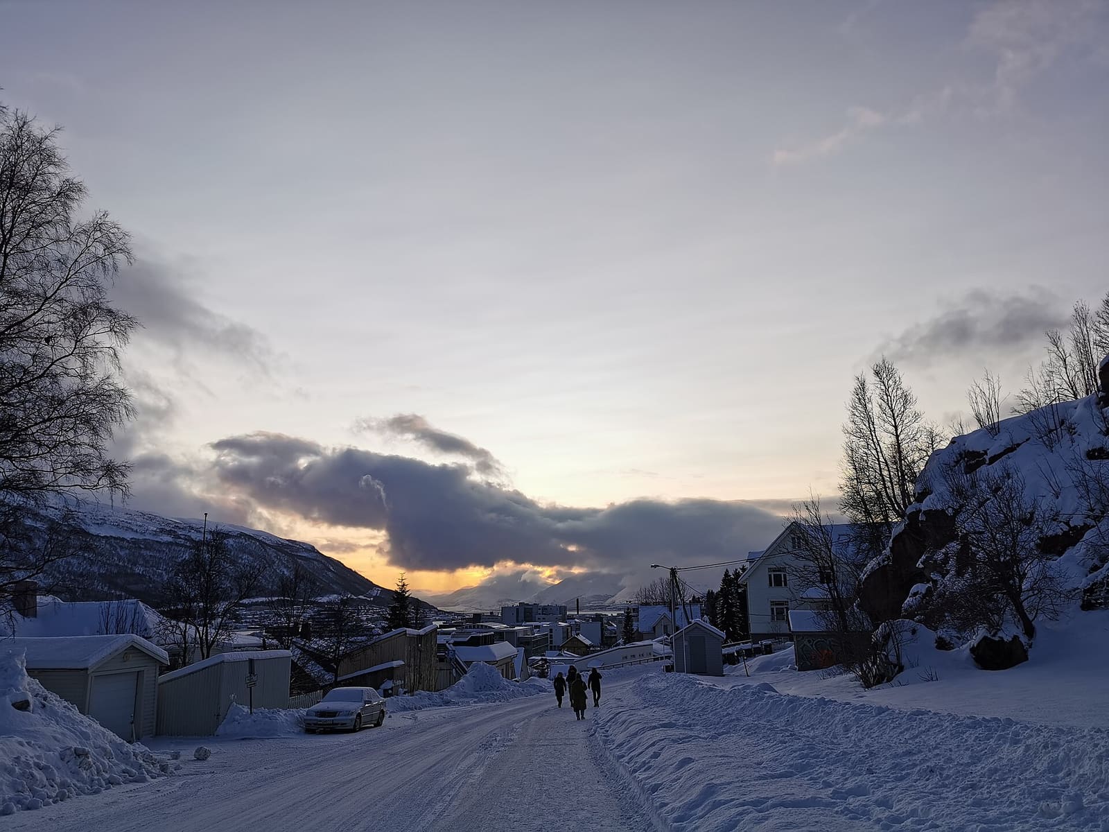 Tromsø city and surrounding mountains in winter